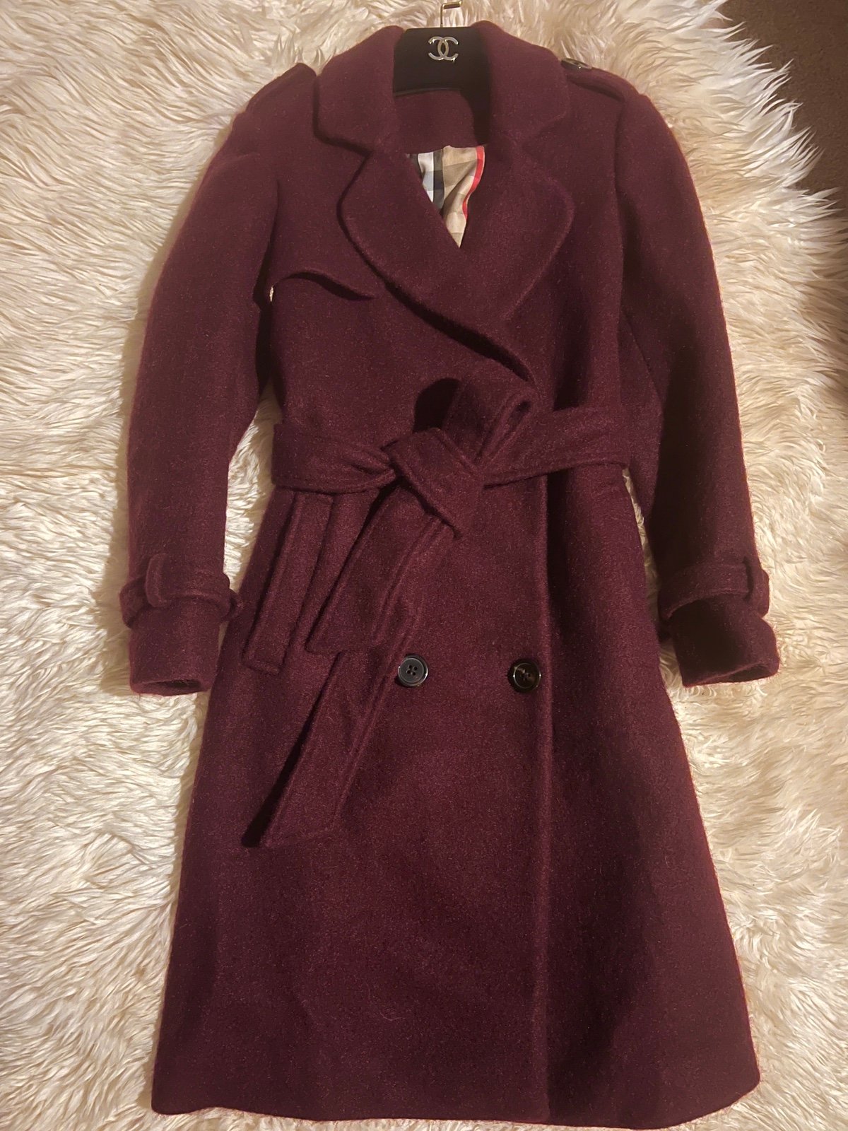 Designer Burgundy Wool Coat