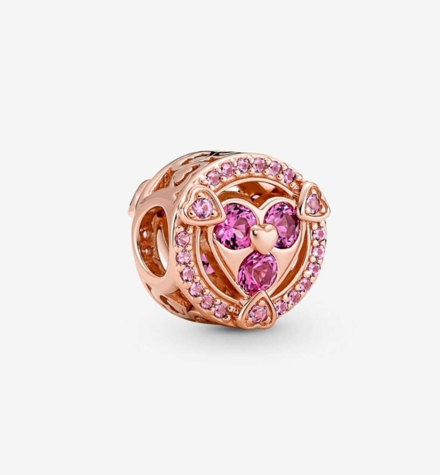 Reveal Your Love Sparkling Hearts Button Charm PANDORA