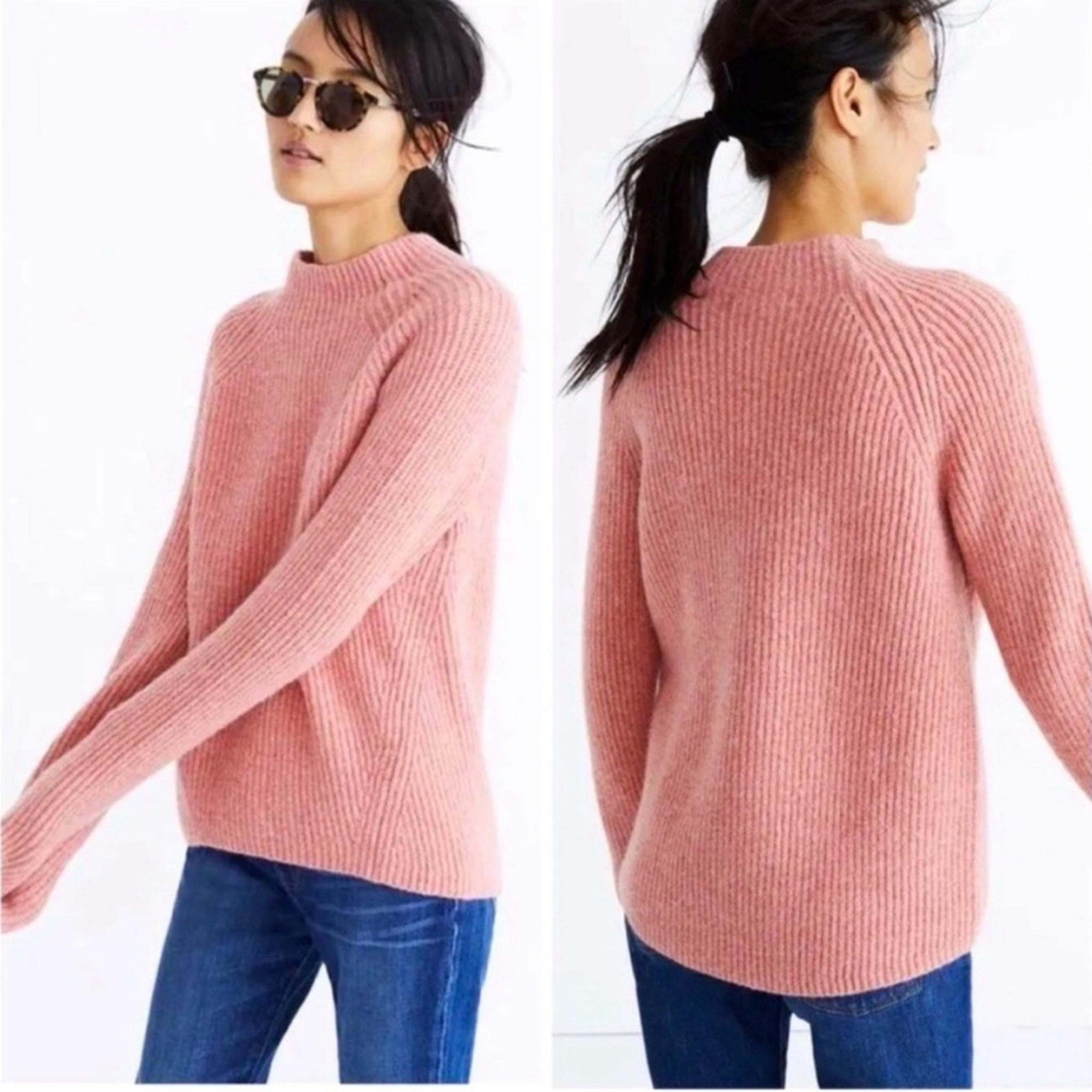 Madewell Northfield Mock Neck Wool Blend Sweater | Pink | Large