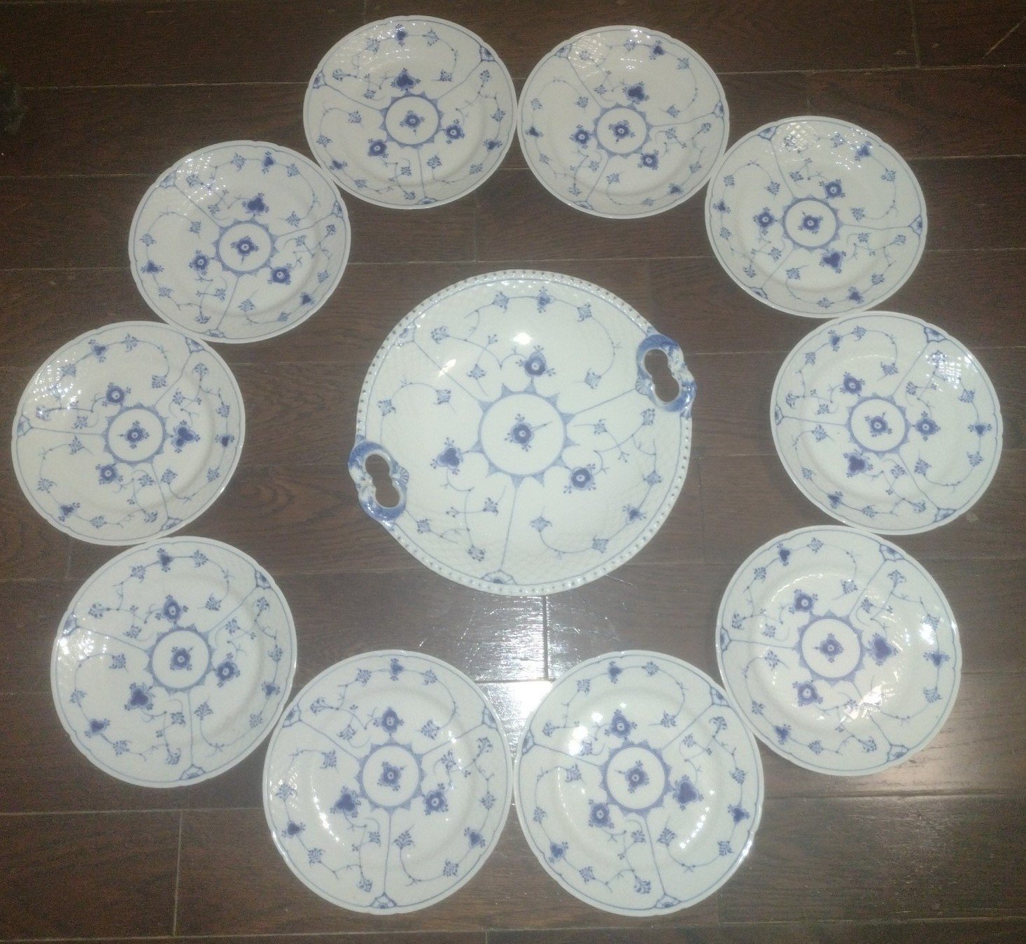 Vintage Bing & Grondahl • Hand Painted • 10.5 Cake Cut Dish w/ 10 Cake Plates