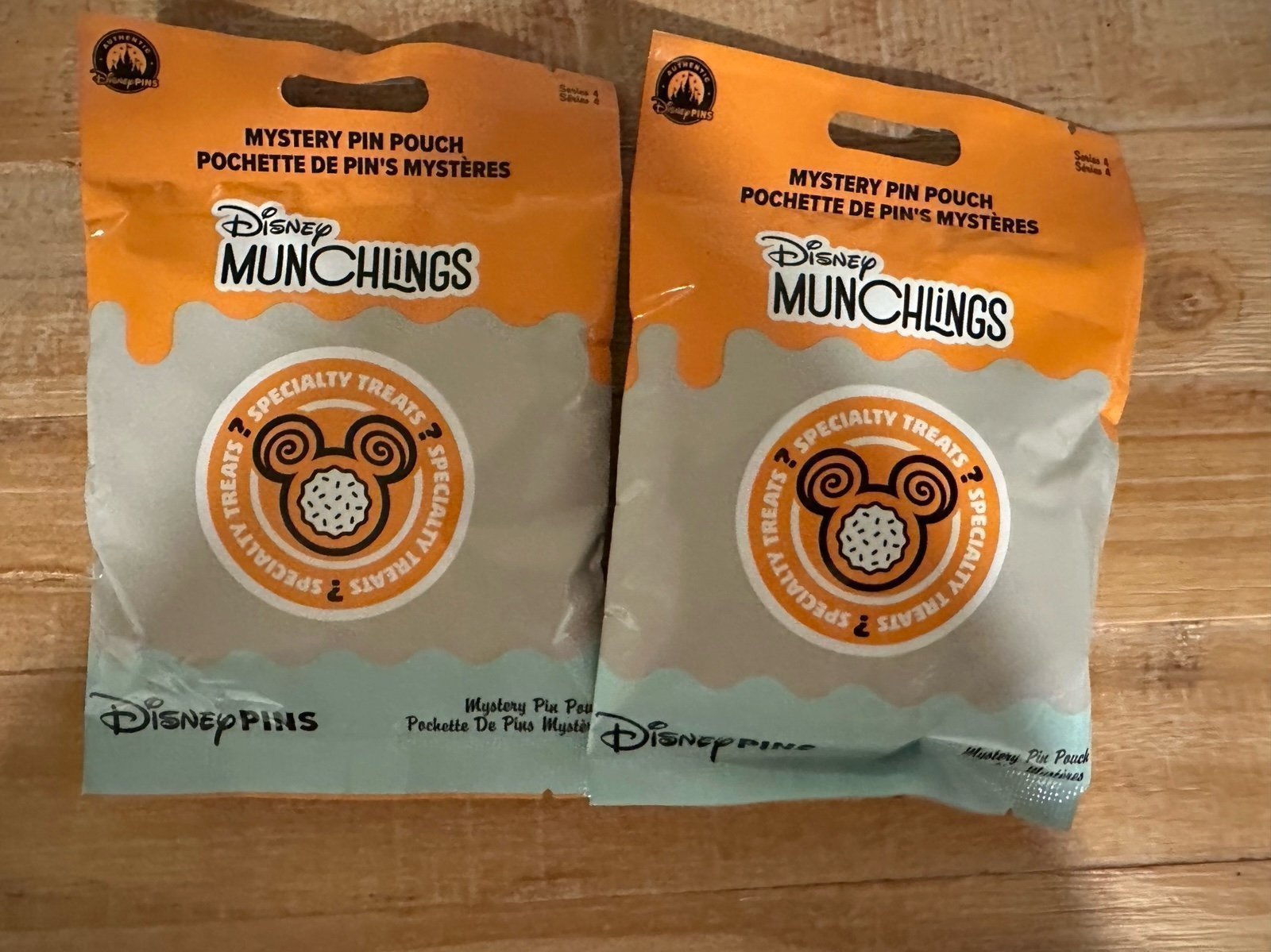(2) Disney Parks Series 4 Orange Munchlings Mystery Packs Bags 10 Random Pins