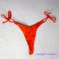 New! Zulu & Zephyr Free People Tie Curve Brief Bikini Bottoms orange red, size 2