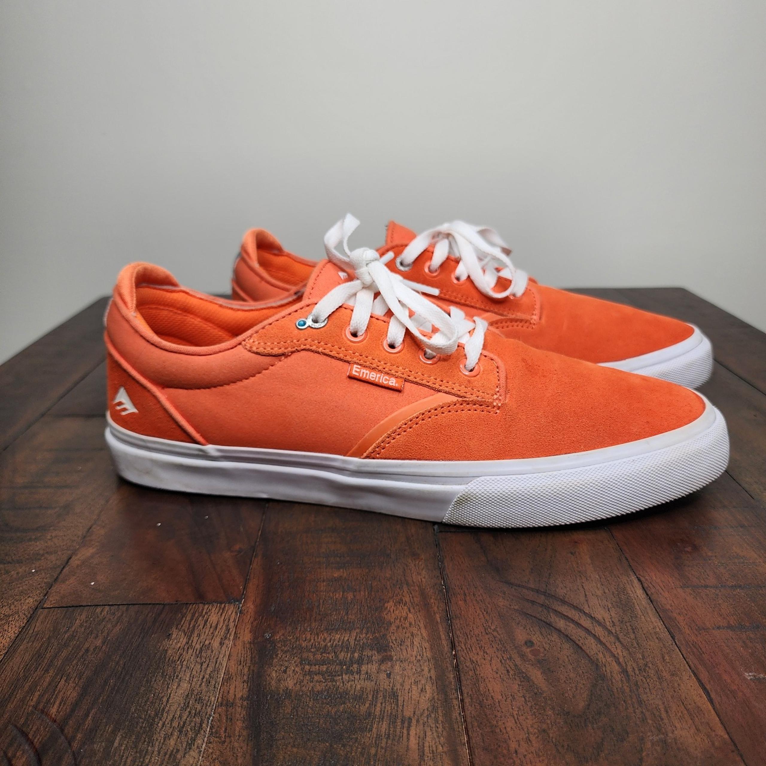 Emerica. Dickson Men's Bright Orange Suede Skateboard Sneakers Size 11