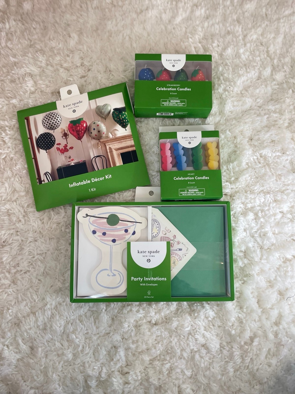 Kate Spade New York Party Supplies Set - Balloons, Invitations, Candles NWT