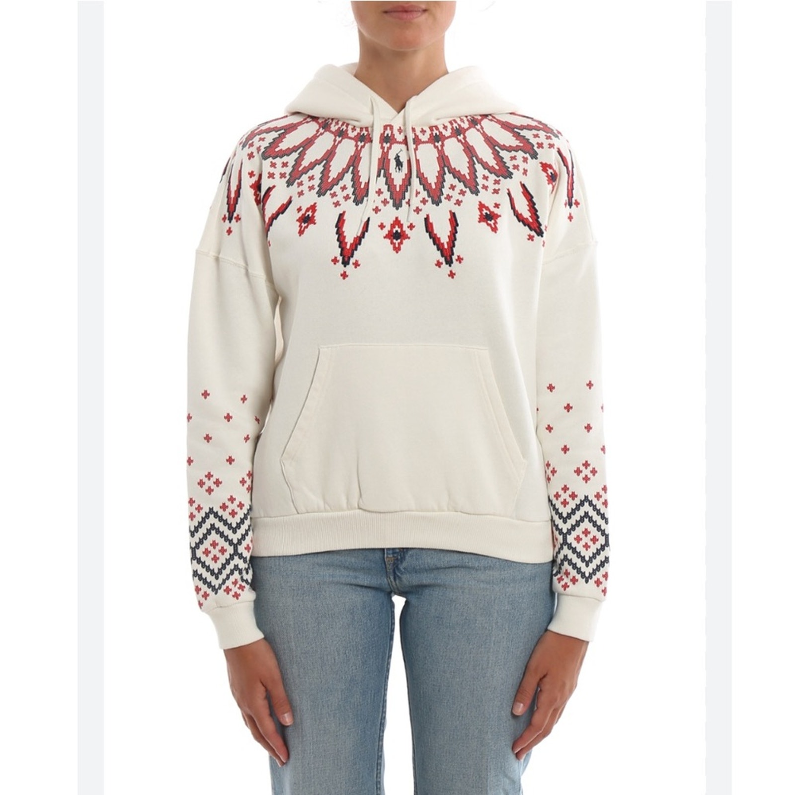 Polo Sweatshirt Size Small Petite // Embroidered Pattern