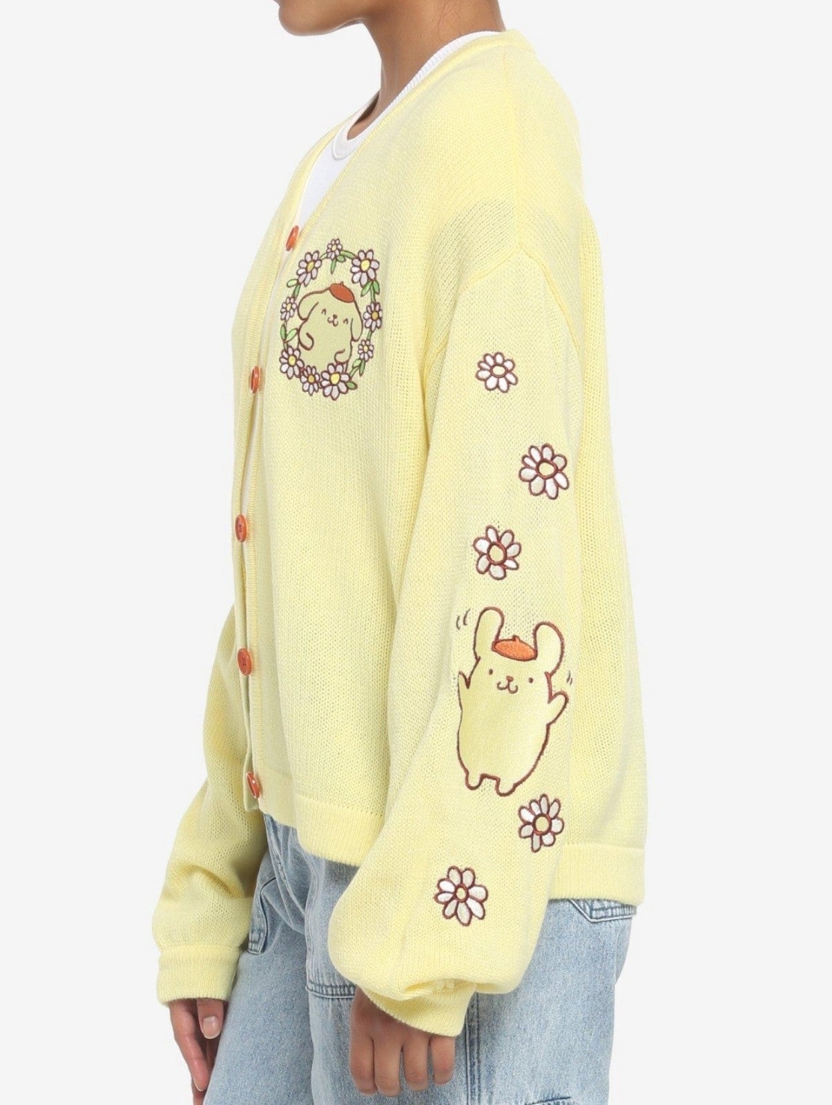 Pompompurin Flower Embroidered Girls Cardigan sz SM shops