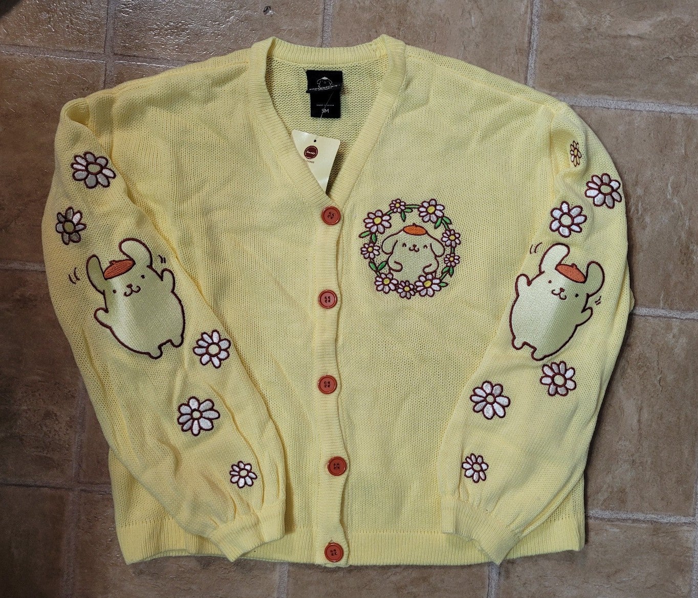 Pompompurin Flower Embroidered Girls Cardigan sz SM shops