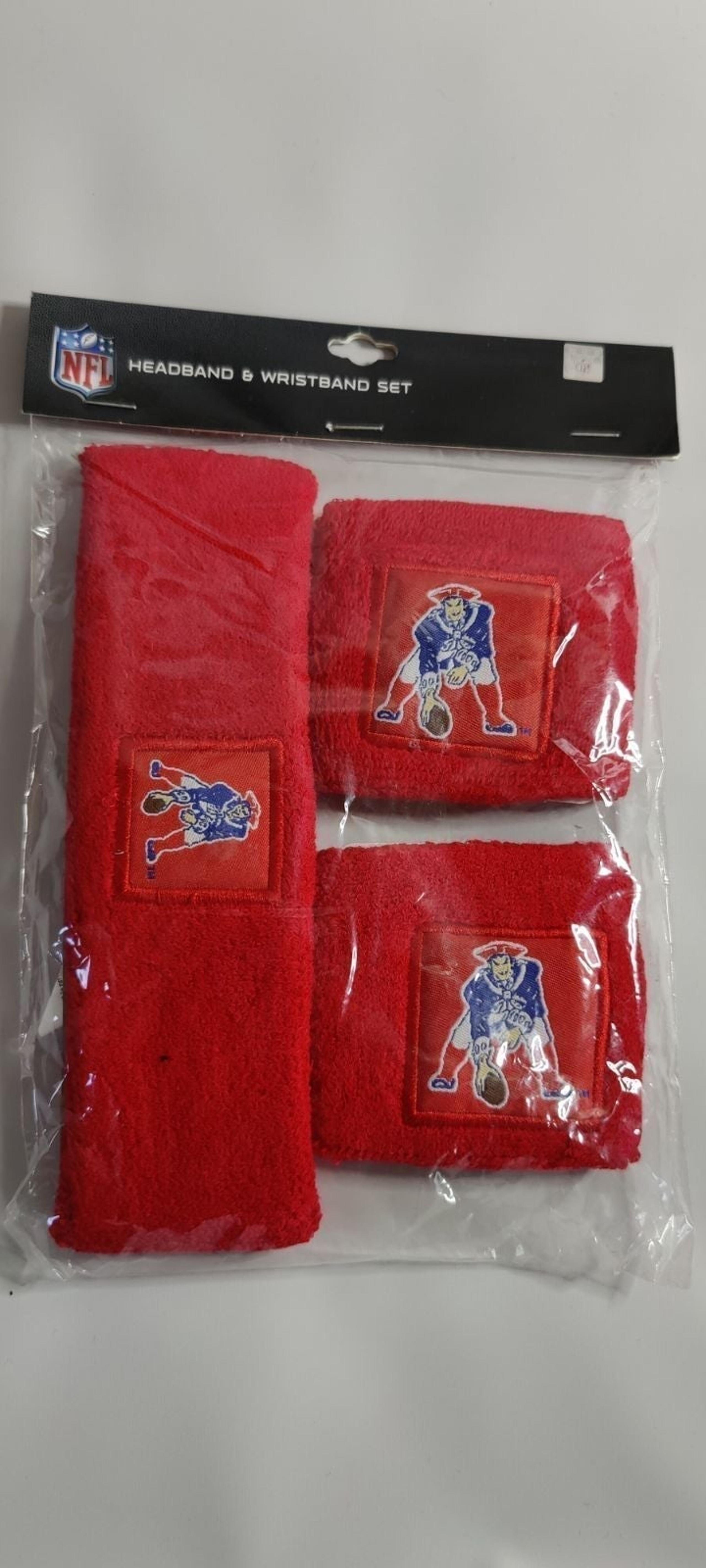 New England Patriots head and wrist band set