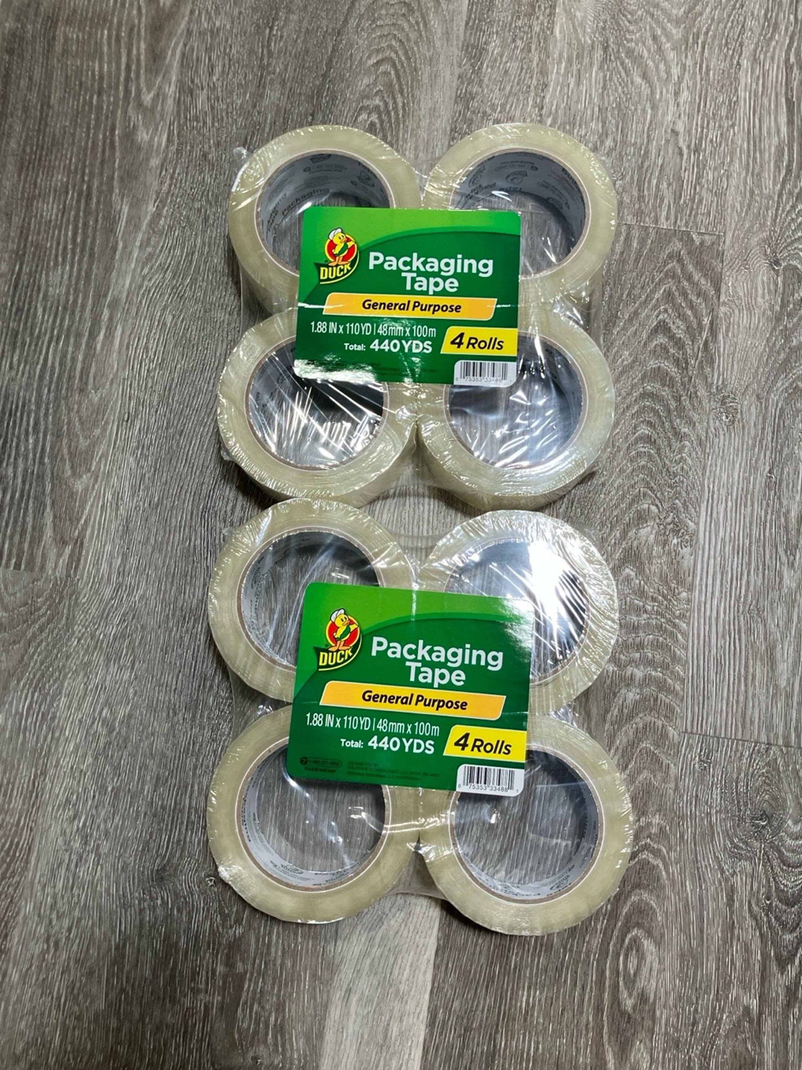 Duck Brand Clear Acrylic General Purpose packaging Tape, 4 Rolls 1.88 in x 110yd