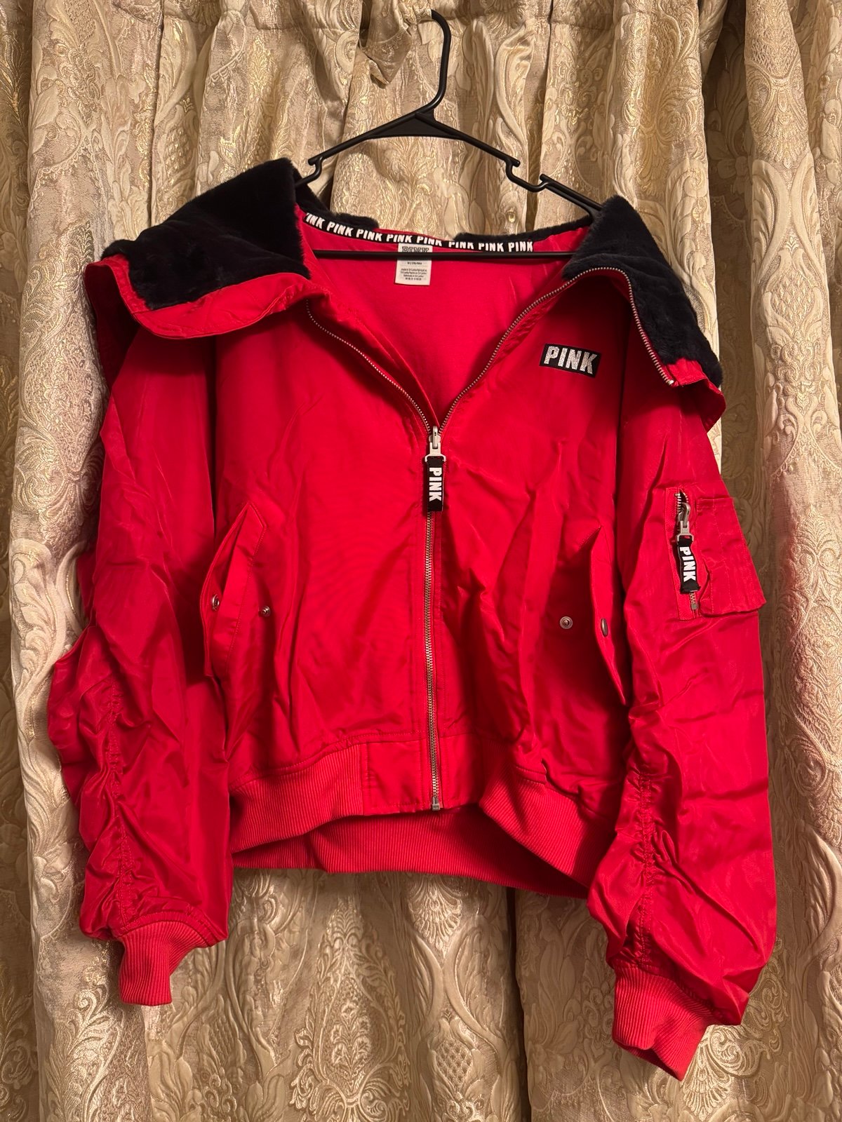 NWOT VS PINK faux fur Bomber Jacket