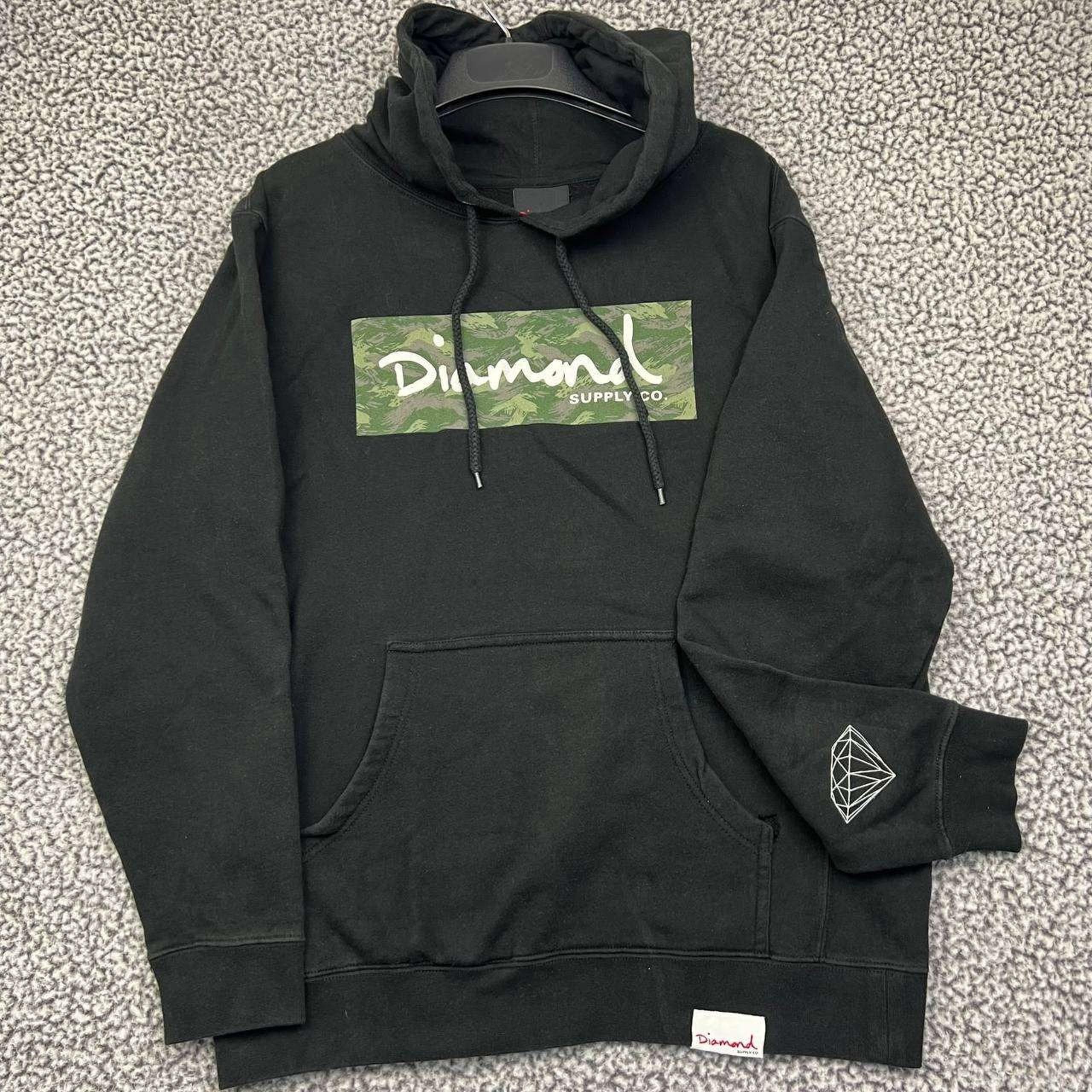 Diamond Supply Co. Hoodie Men Large Black Pullover Long Sleeve Pocket L