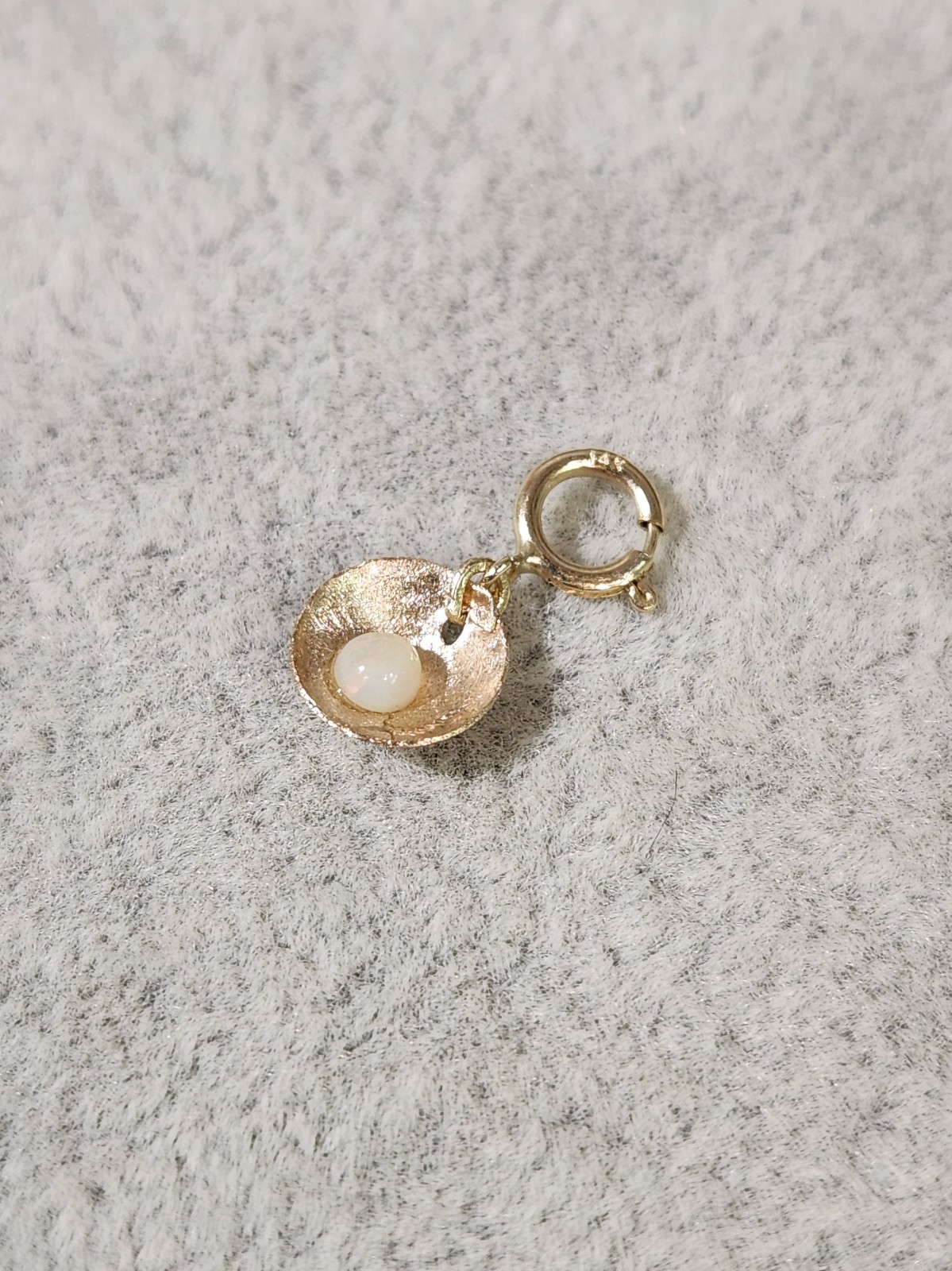 Genuine Solid 14K Yellow Gold Reconstructed Pendant With Genuine Ethiopian Opal