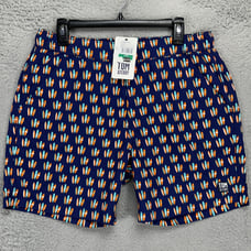 Tom Teddy Swim Trunks Mens Large Blue Surf Board Board Shorts Drawstring NEW