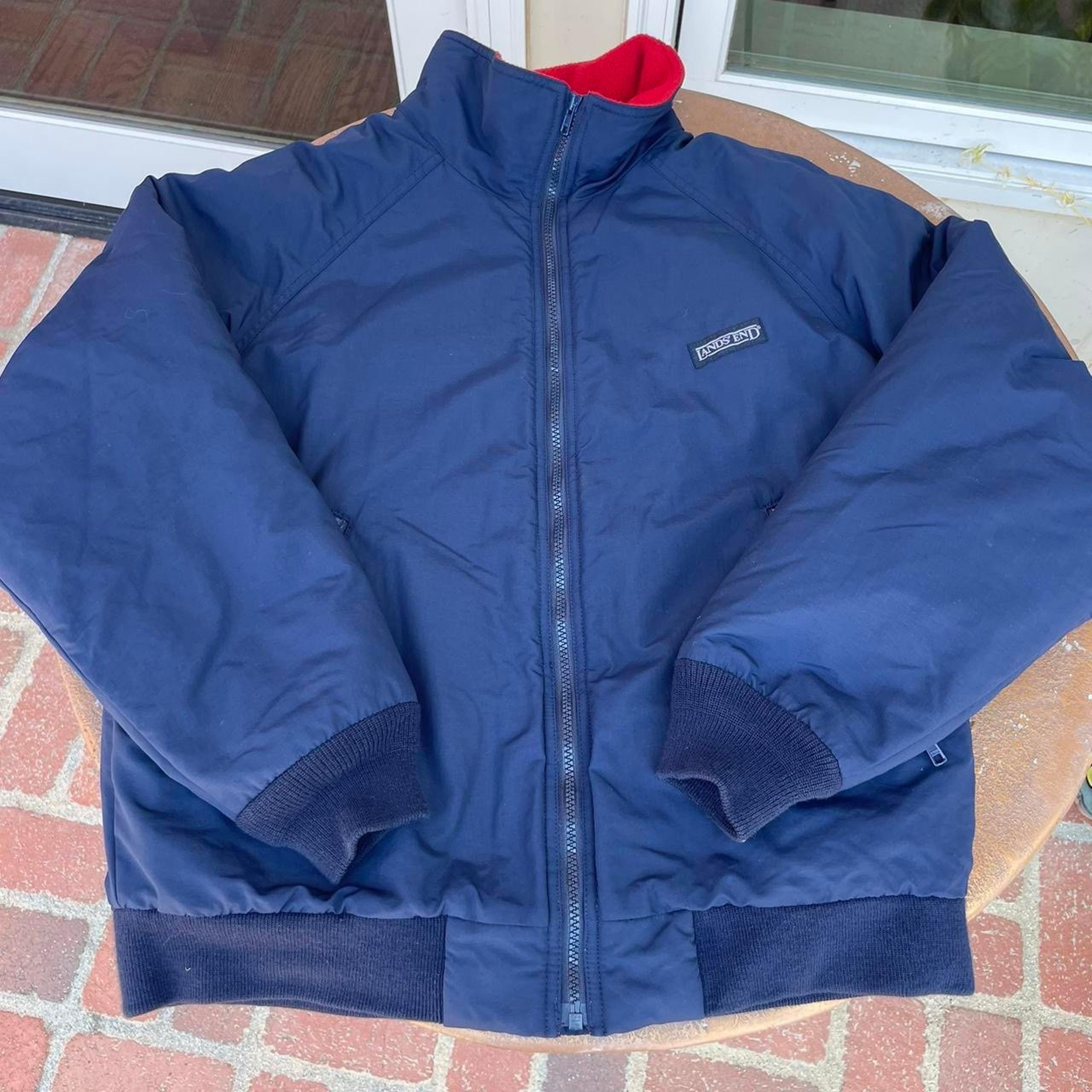 Vintage 90s Lands end bomber fleece jacket Men’s size M