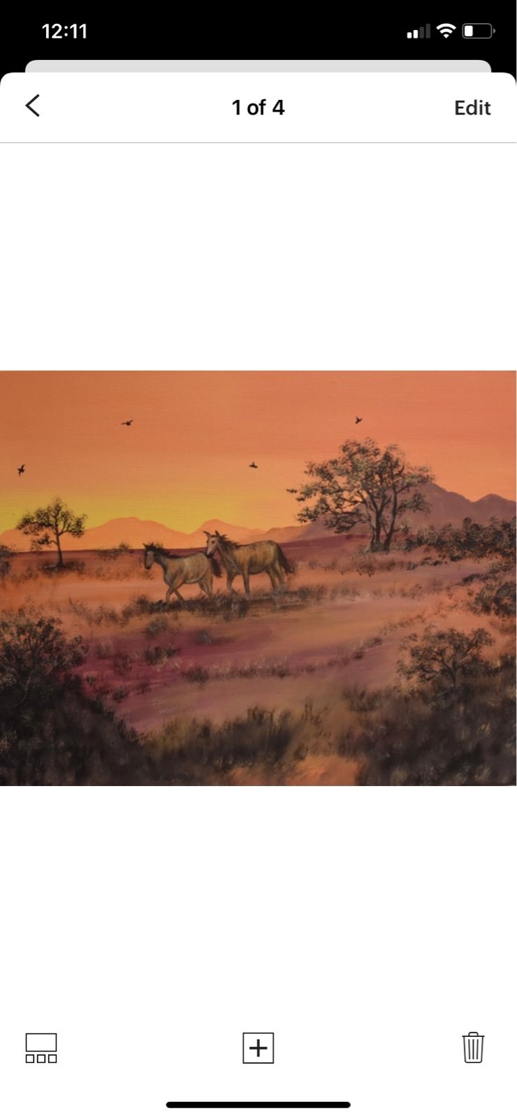 Horses Painting, Acrylic Sunset Field, Horse art, Animal art