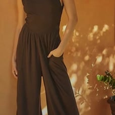 New! Free People Beach Dream One Piece Wide Leg XS Black Jumpsuit