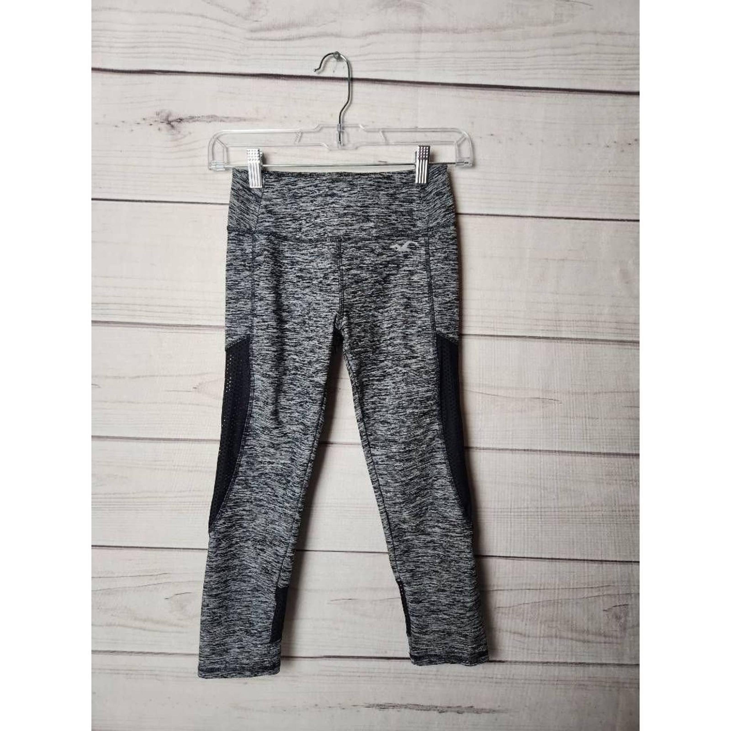 Hollister Womens Leggings Gray Black Mid Rise Space Dye Athletic Cropped XS