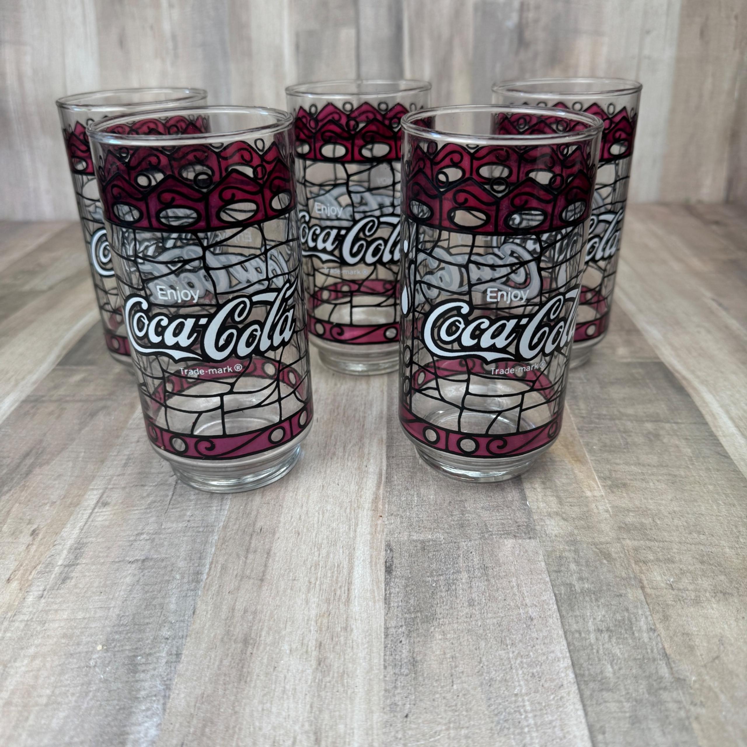 Vintage Coca-Cola Tiffany Style, Stained Glass Drinking Glasses lot 5