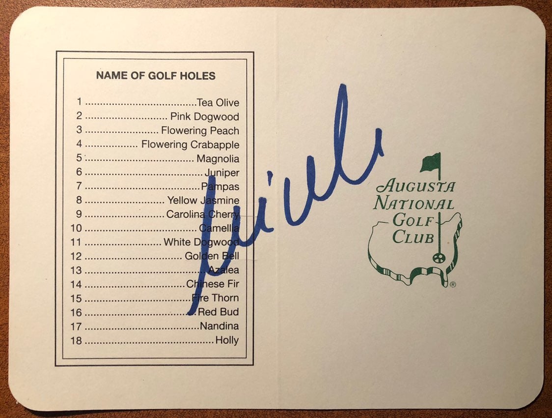 Mike Weir Autographed Masters Scorecard