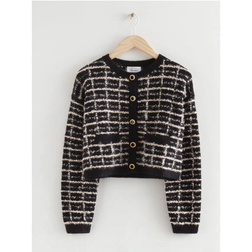 & Other Stories Jacquard Knit Glitter Cardigan