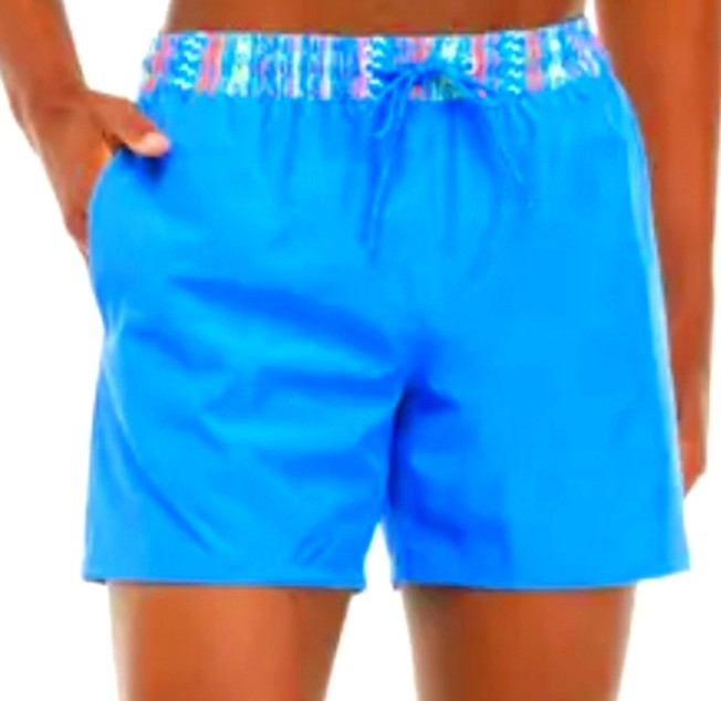 NWT Cabana by Crown & Ivy Printed Waistband Men's Swim Trunks.