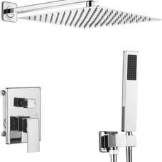 Polished Chrome Shower System 10 Inch Luxury Rain Mixer Shower Combo Set