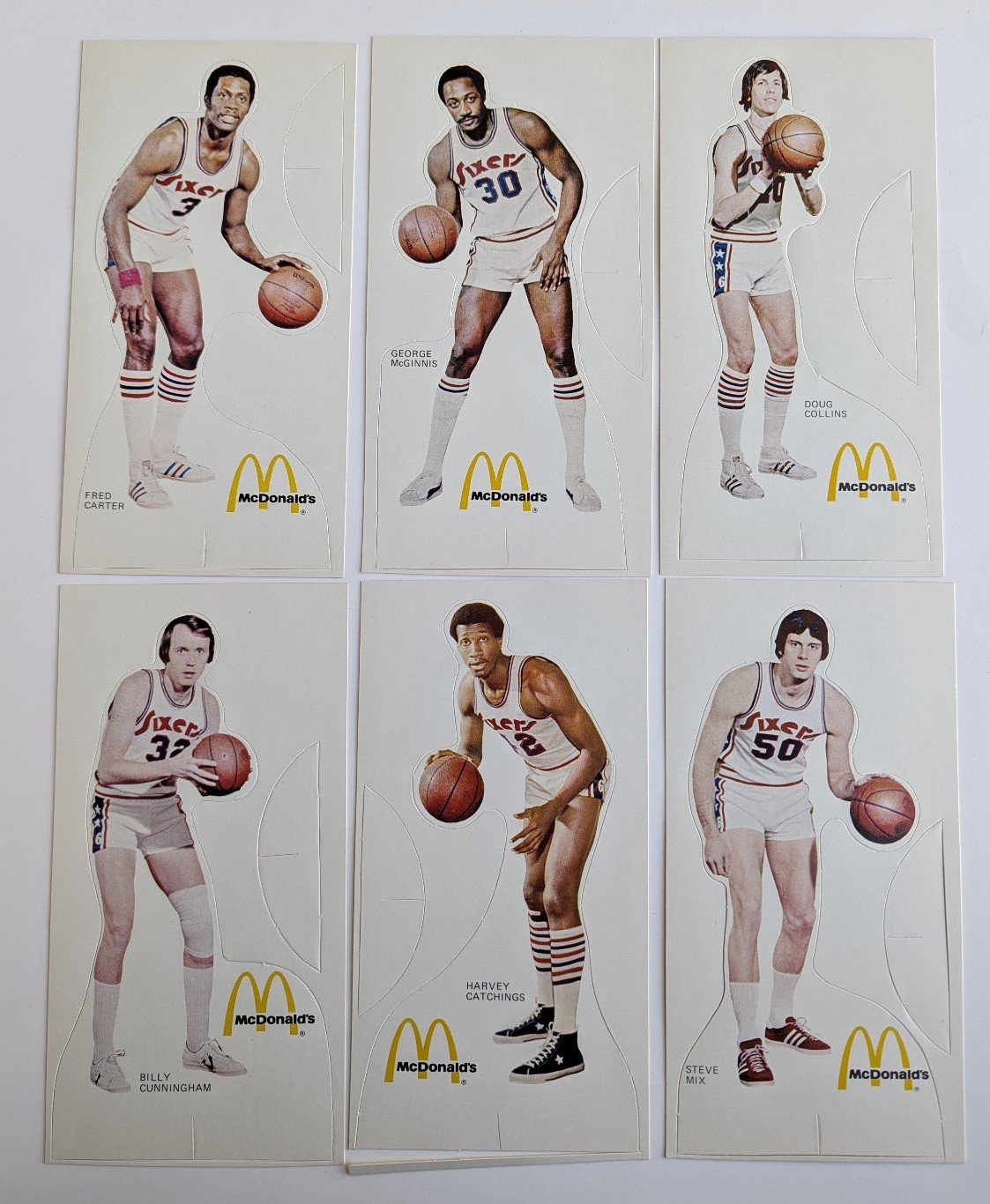 1975-76 Philadelphia 76ers McDonald's Stand-Ups Team Set Cunningham Collins Etc