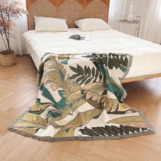 Boho leaves knitted fluffy throw blanket 50 * 60