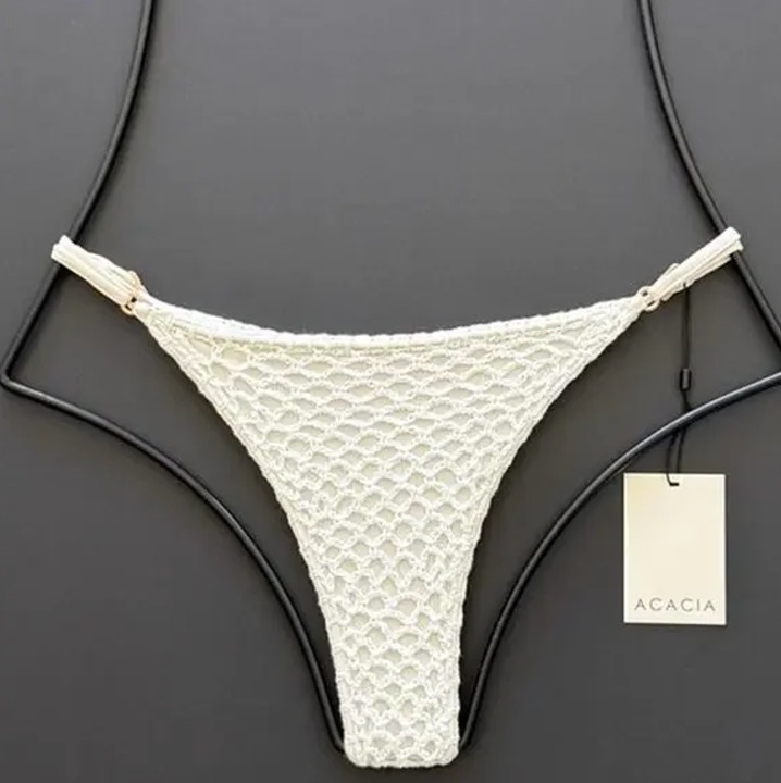 Acacia NEEMA Crochet Bikini Bottom - Pikake - Minimal Cut - Adjustable Straps