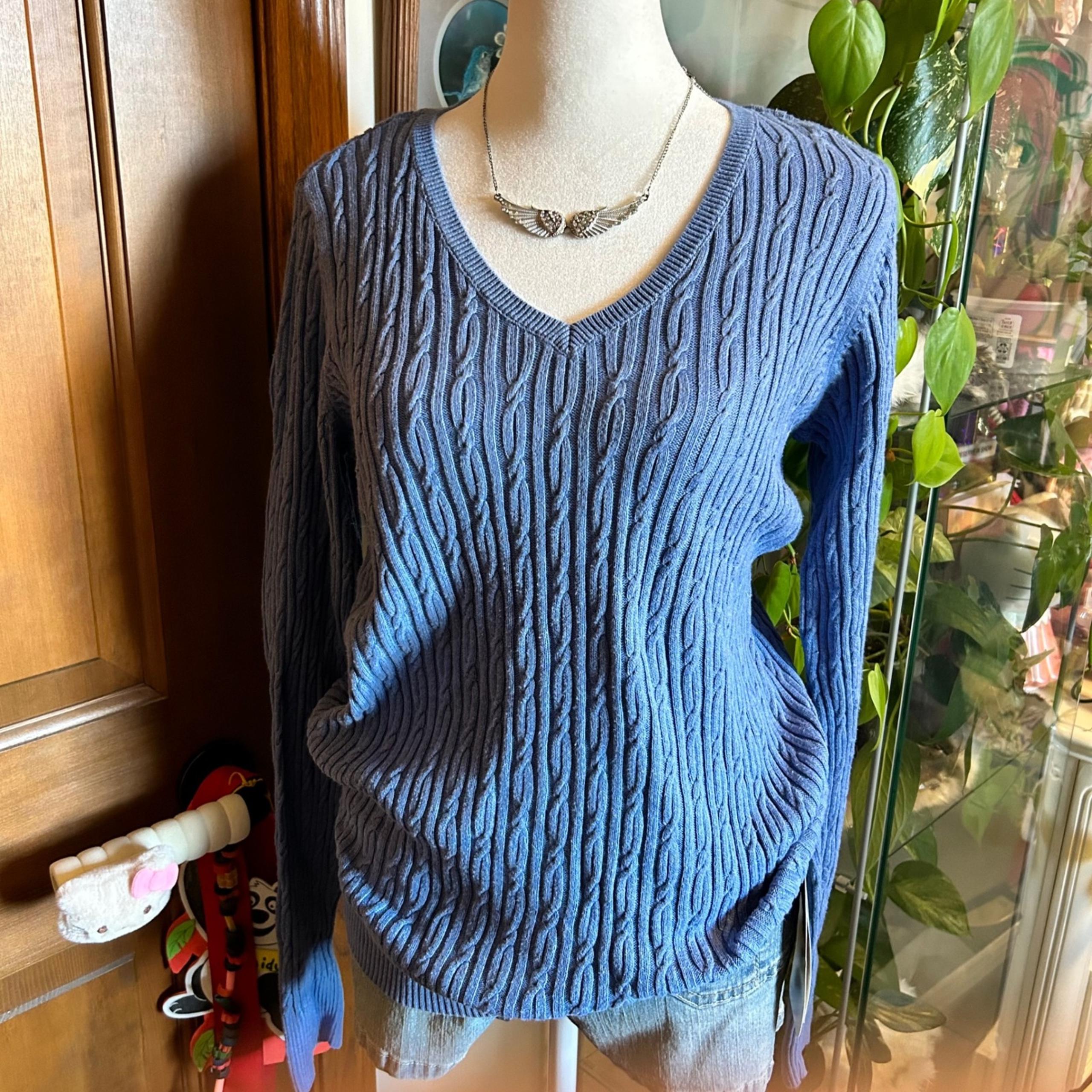 Sonoma Blue Knit V-Neck Sweater Women's S