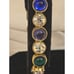 Vintage Les Bernard Bracelet Clear Rhinestones And Blue Green Purple Cabachons