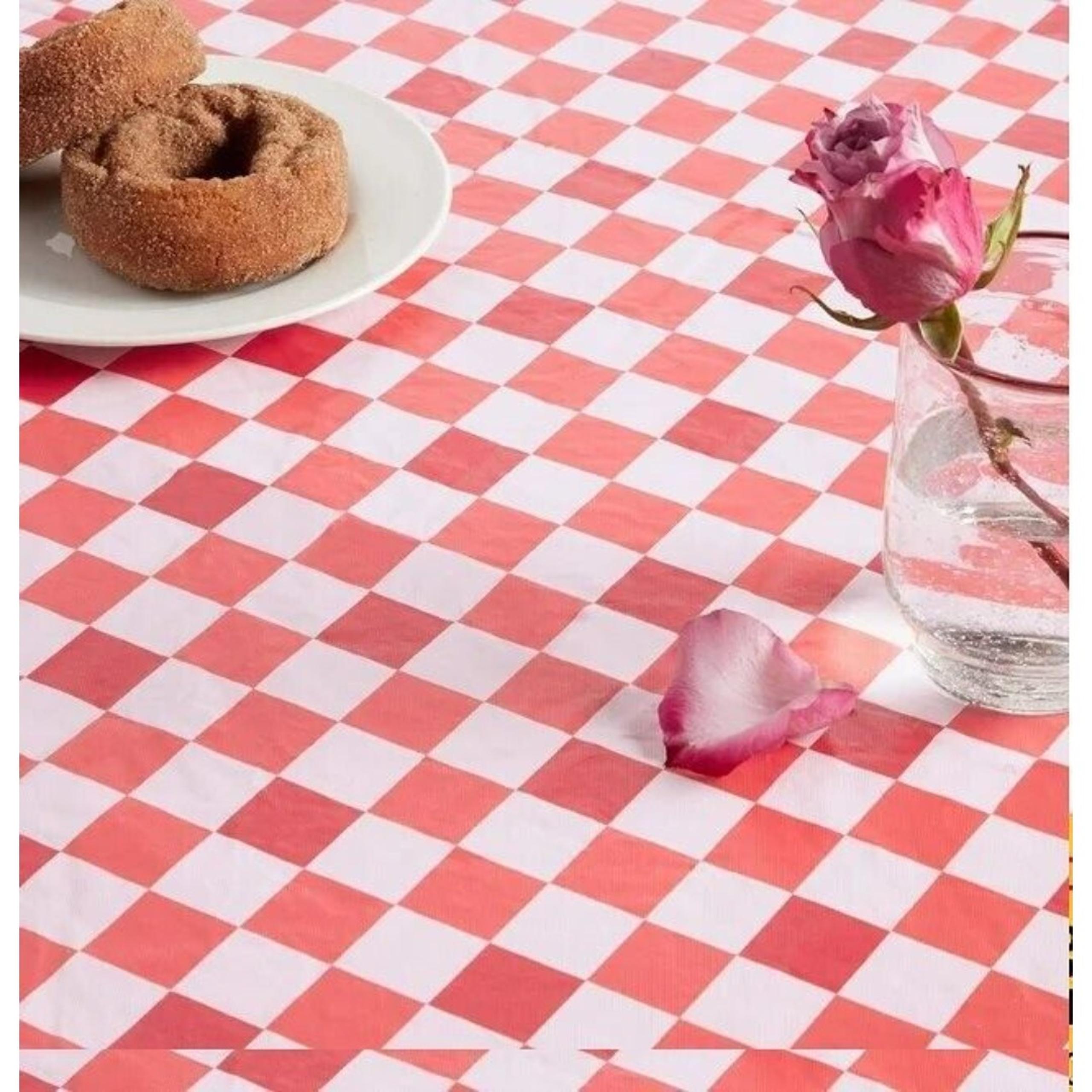 Table Cover Red White Checker Heavy Duty Backing Picnic Camping BBQ Crafts