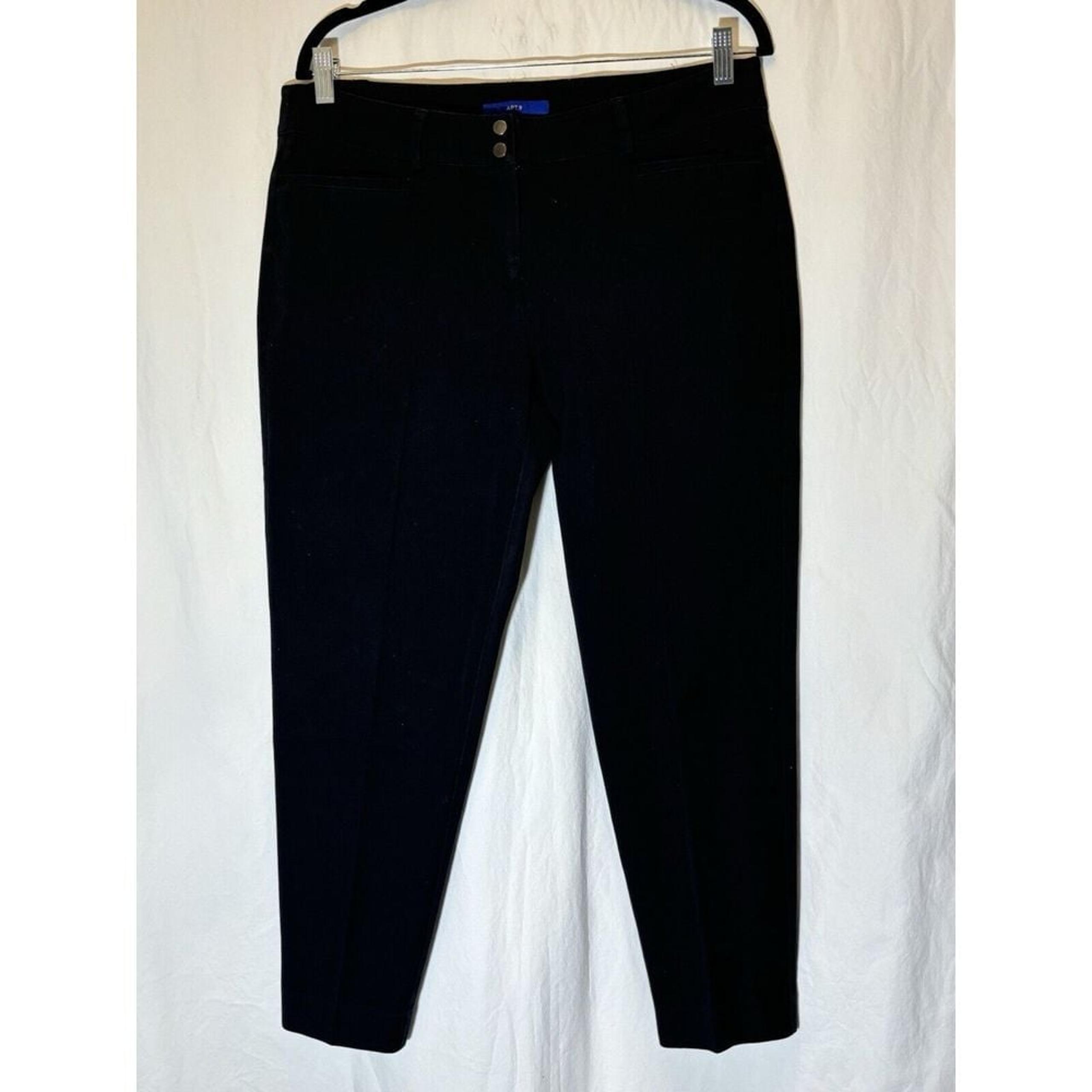 Apt.9 Ankle Pant  Black Mid Rise Cropped Pants WOMEN'S SIZE 12 Stretch X6