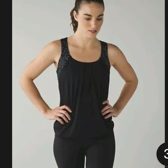 Lululemon Size 8 Nouveau Limits Tank Butterfly Texture Mink Berry Black