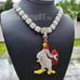 Silver Chicken Pendant 18 Iced Simulated Baguette Choker Chain Necklace