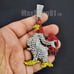 Silver Chicken Pendant 18 Iced Simulated Baguette Choker Chain Necklace