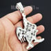 Silver Chicken Pendant 18 Iced Simulated Baguette Choker Chain Necklace