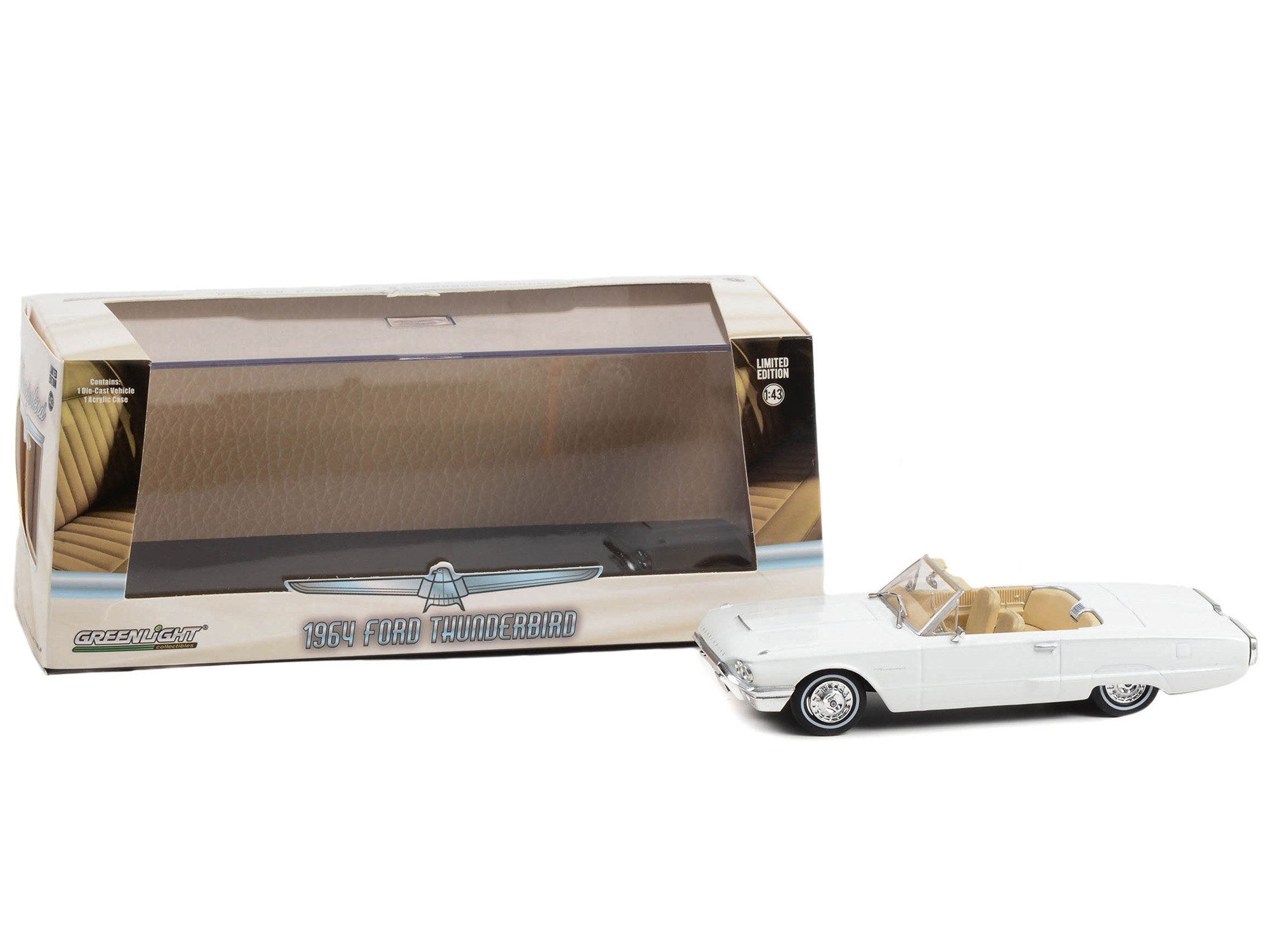 1964 Ford Thunderbird Convertible Wimbledon White 1/43 Diecast Model Car by Gree