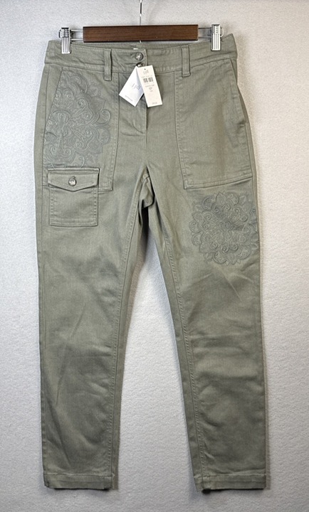 NWT J Jill Pants Womens 6 Petite Carawy Emp Stretch Floral Embroidered Cargo 99