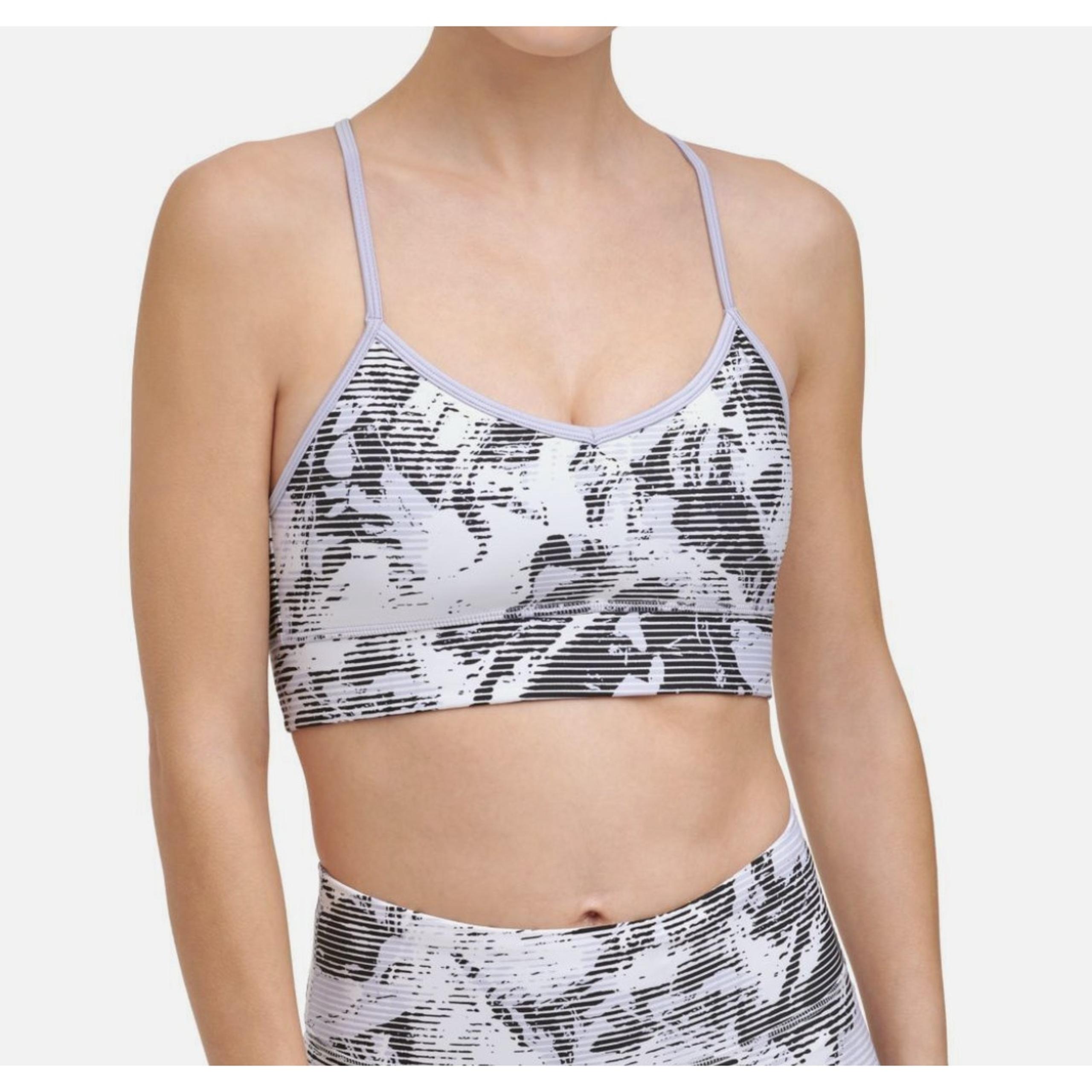 DKNY Women's Shades Print Strappy Back Sports Bra Blue Size Small NWT