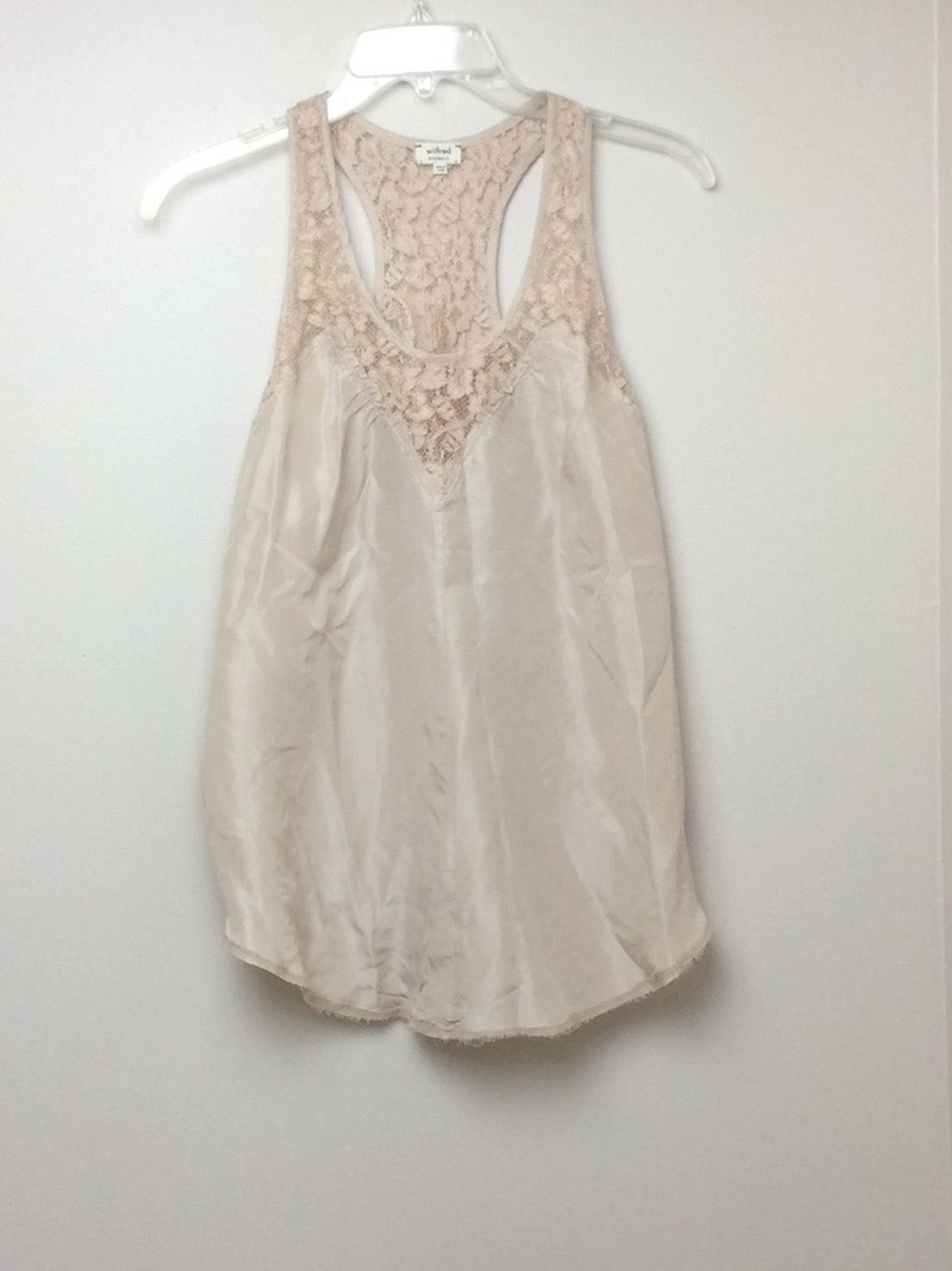 Aritzia Wilfred Nude Silk Lace Tank XXS
