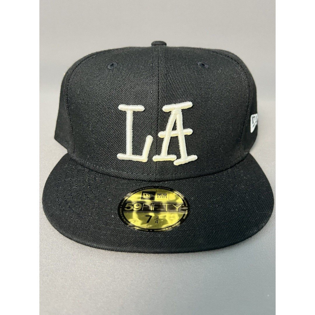 店舗良い X Stussy New Black Cap Hat Fitted Angeles Los LA 59FIFTY Era 応援グッズ