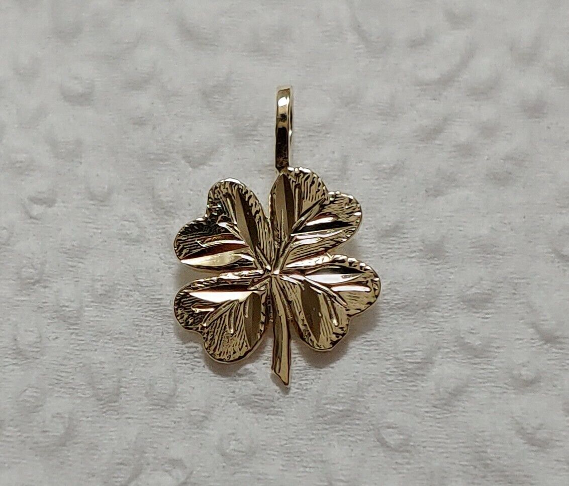 New 14k 4 Leaf Clover Lucky Charm Pendent