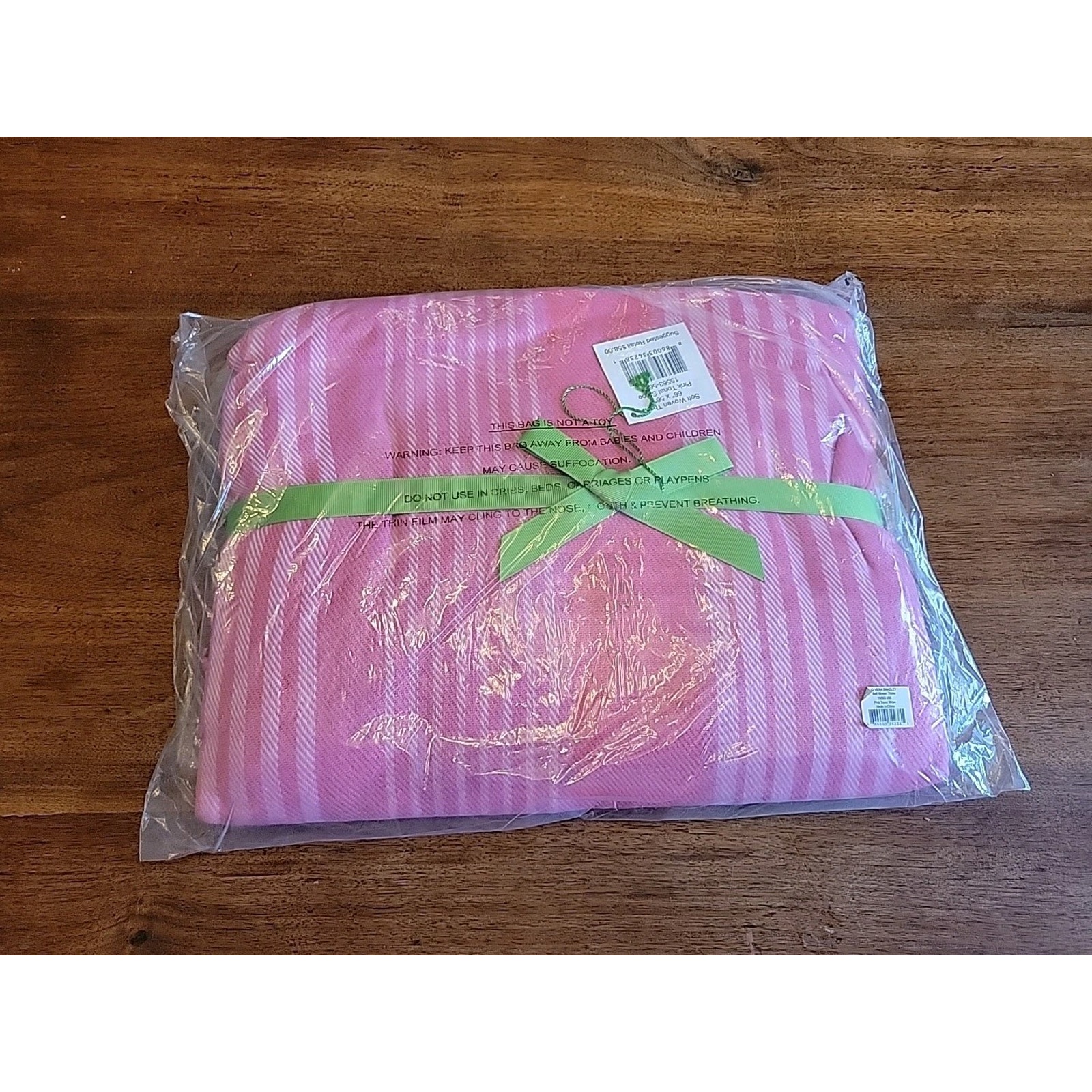 Vera Bradley Pink Tonal Stripe Soft Woven Throw Blanket 66" X 56" - NWT