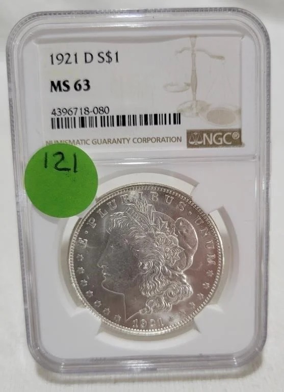 1921 D Morgan Silver Dollar NGC CERTIFIED MS63 SEMI KEY DEEP FROSTY WHITE COIN