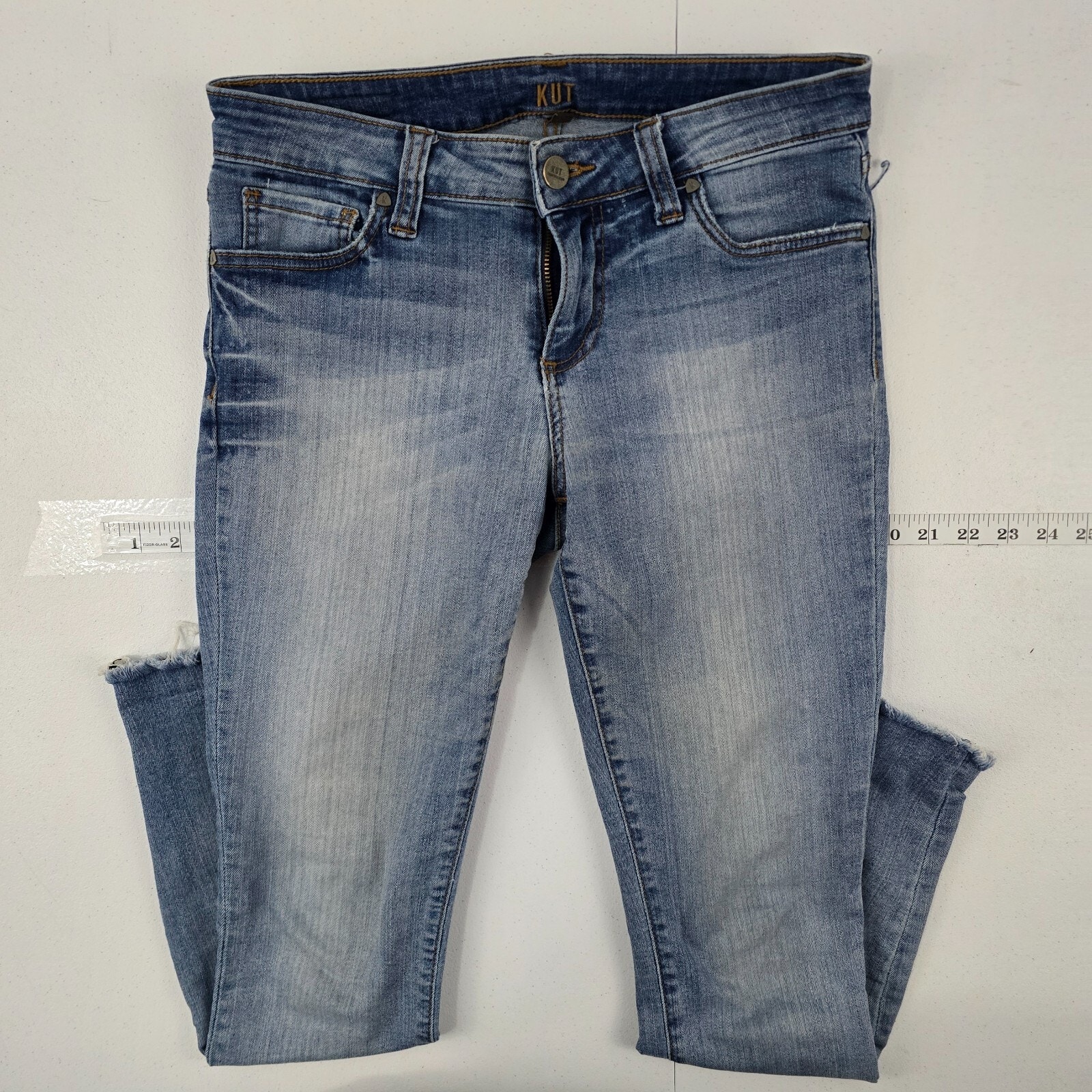 Kut from the kloth ankle skinny jeans blue 4 denim womens 5035