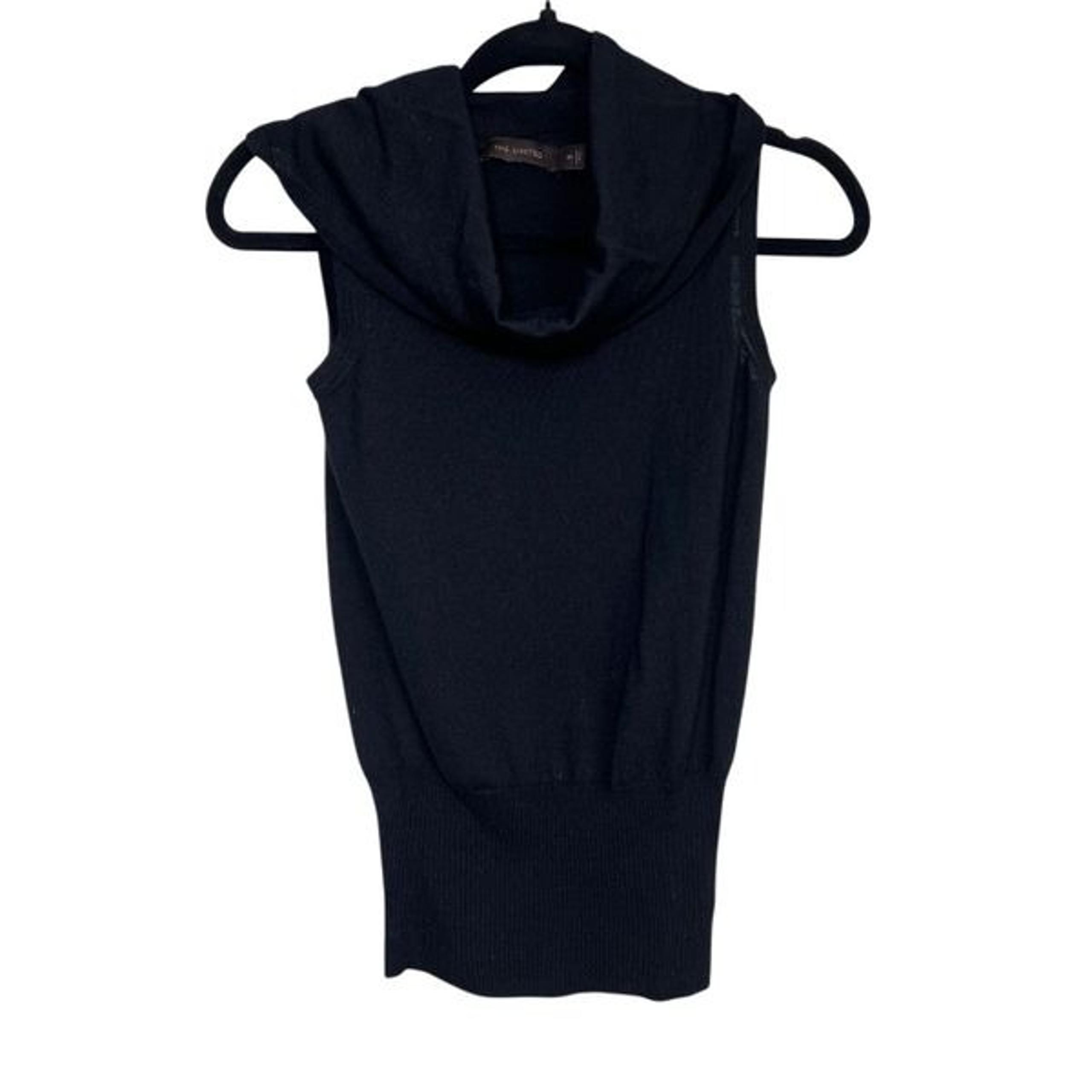 The Limited Sweater Womens Size XS Black Cowl Neck Merino Wool Blend Sleeveless