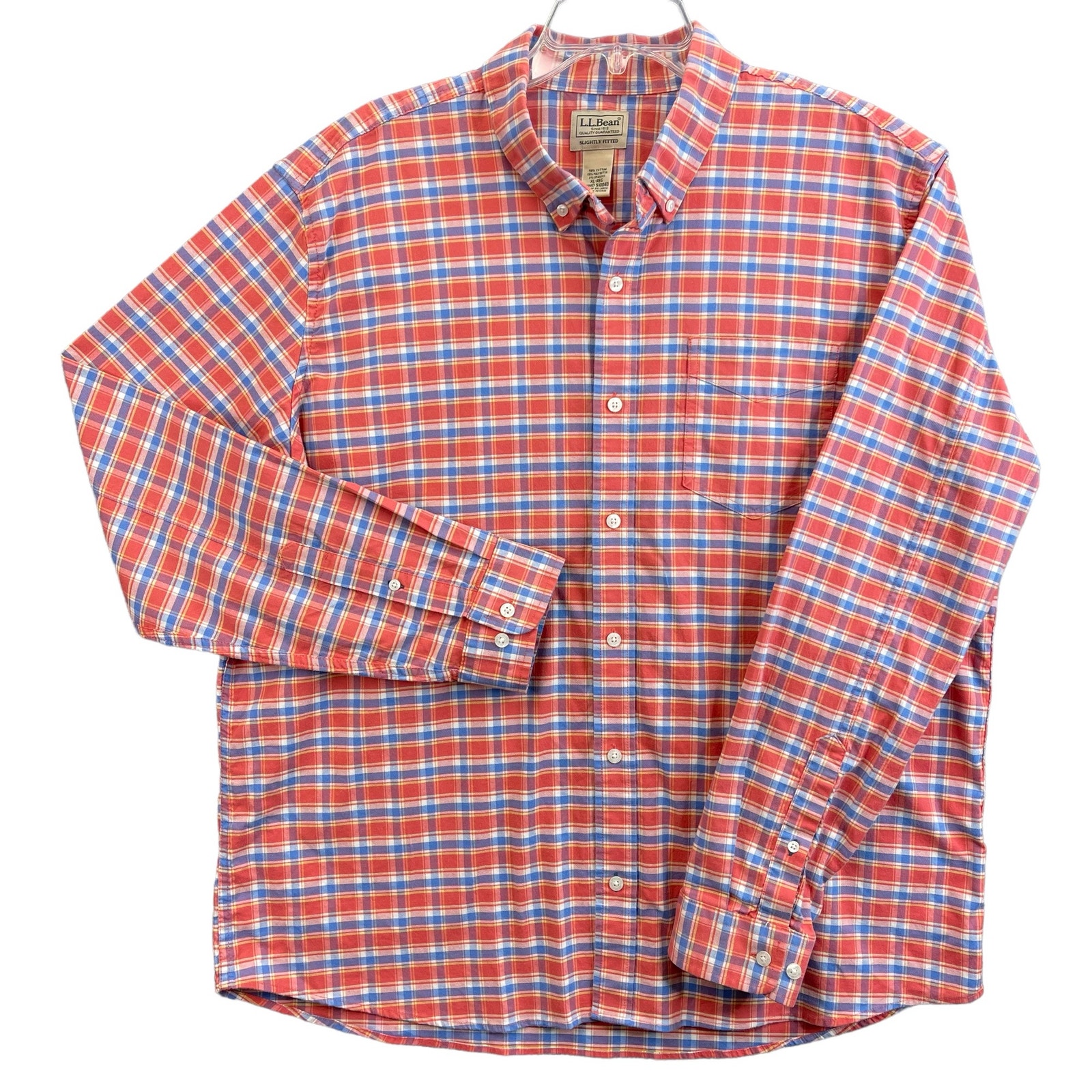 L.L. Bean Polo Plaid Slightly Fitted Men Size XL-Regular