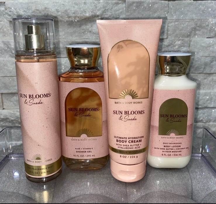Bath & Body Works Sun Blooms & Suede Fragrance Mist Body Cream Lotion Shower Gel