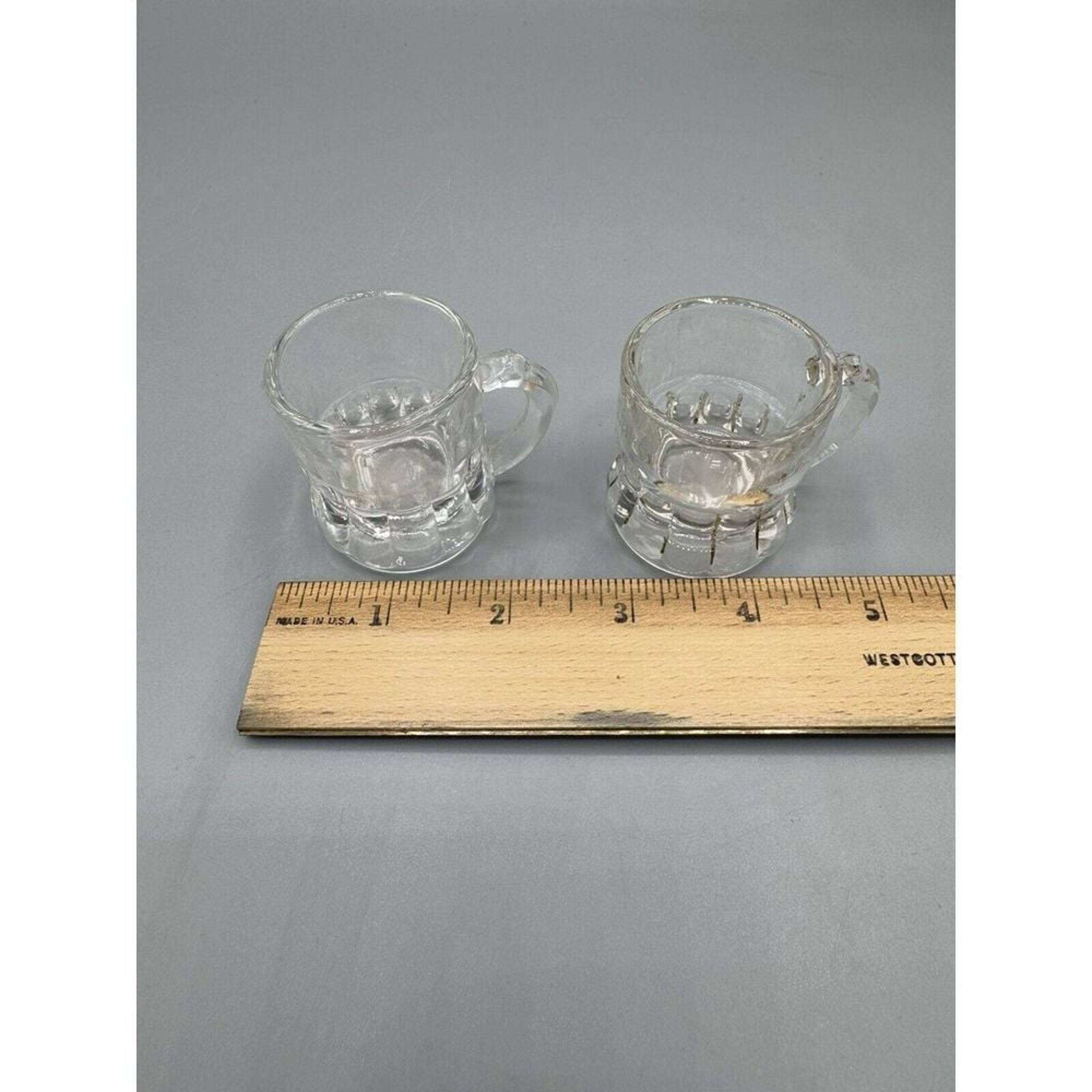 Set of 2 Vintage Clear Glass Miniature Beer Mug Shot Glasses